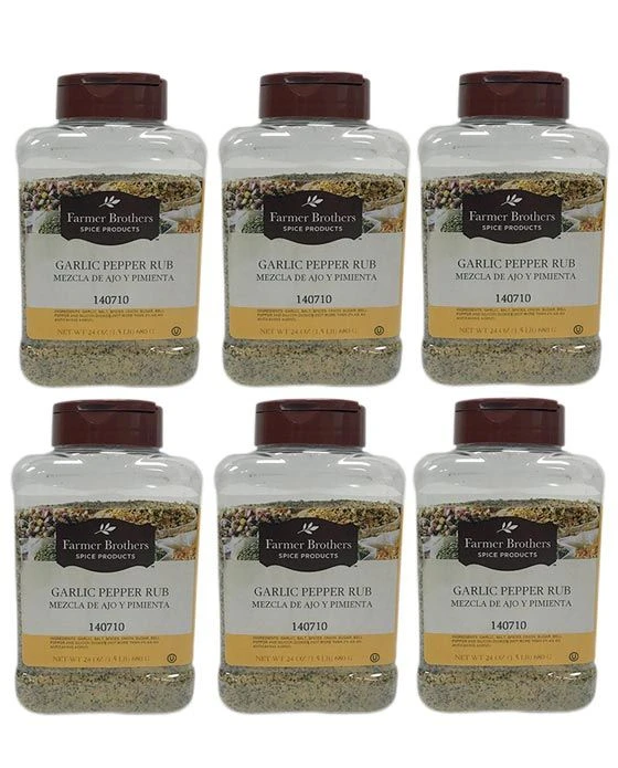 Farmer Brothers Garlic Pepper Rub (6 Bottles/1.5 Lb Ea.) 1 Farmer Brothers Garlic Pepper Rub (6 Bottles/1.5 Lb Ea.)