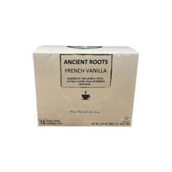 Ancient Roots Single Serve Mushroom Coffee, Made With Chaga And Lion's Mane, 100% Arabica, Medium Roast, (French Vanilla) (12 Count)