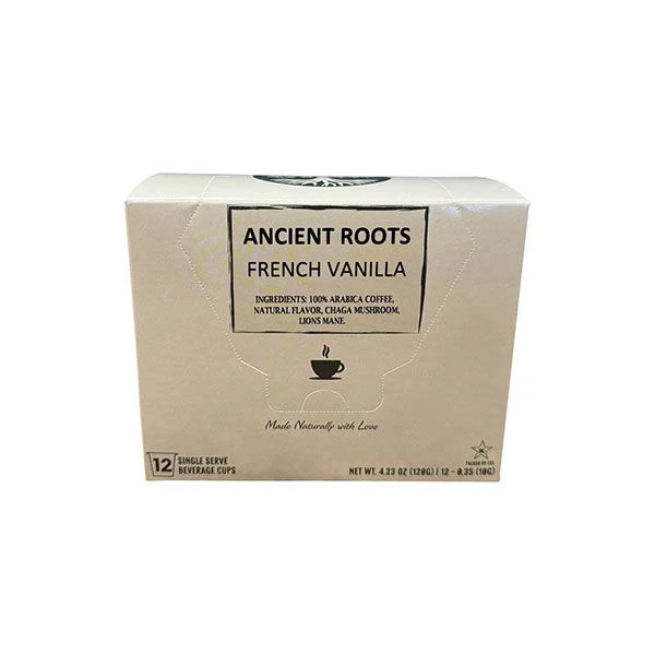 Ancient Roots Single Serve Mushroom Coffee, Made With Chaga And Lion's Mane, 100% Arabica, Medium Roast, (French Vanilla) (72 Count) 2 Ancient Roots Single Serve Mushroom Coffee, Made With Chaga And Lion's Mane, 100% Arabica, Medium Roast, (French Vanilla) (72 Count) - Image 2