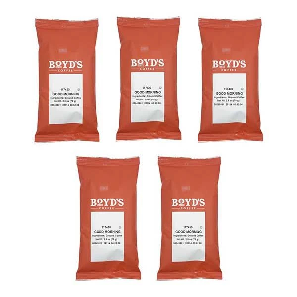 Boyd's Good Morning Ground Coffee, Medium Roast, 5 Pack – 2.5 Oz Portions 1 Boyd's Good Morning Ground Coffee, Medium Roast, 5 Pack – 2.5 Oz Portions