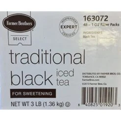 Farmer Brothers Black Iced Tea For Sweetening, 2 Boxes - 48/1 Oz -Coffee Supplies Store fbtradblack 1 1